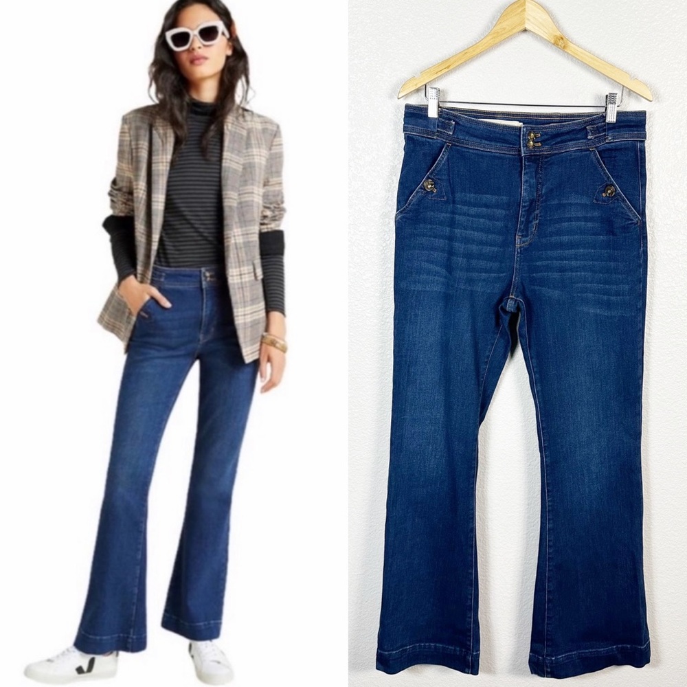 Pilcro by Anthropologie Womens High Rise Trouser Bootcut Jeans Size 31